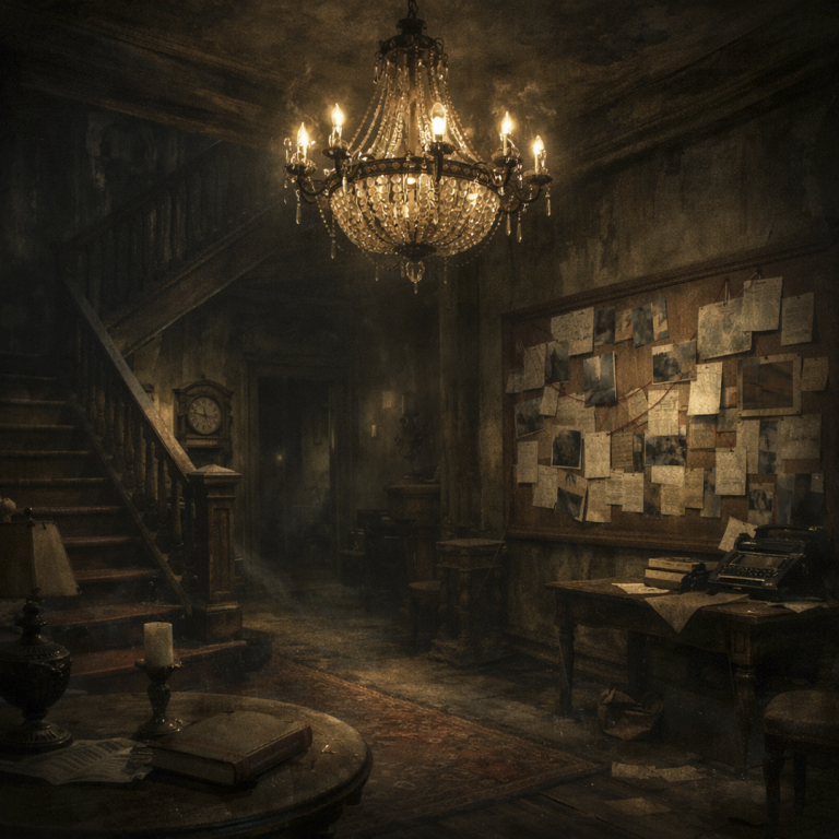 Murder Mansion review header artwork with a classic mansion mystery theme